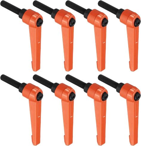 uxcell 8pcs Lever Adjustable Handles M8 x 30mm Metric Male Thread, Level Clamping Handle Hand Stud Knobs Rotating Screw Handles Bolts with Locking Lever, Orange in Kuwait