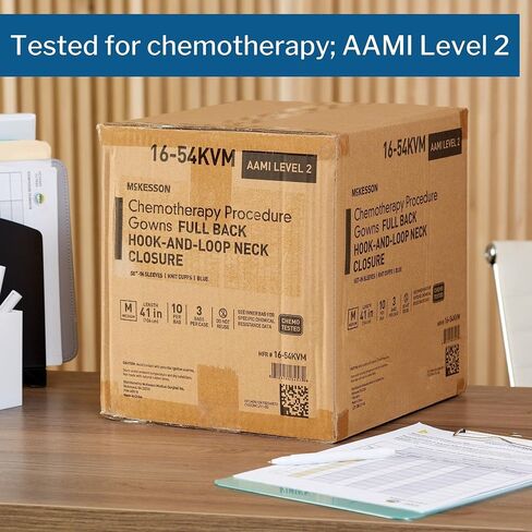 McKesson Chemotherapy Octure Ordure ، يمكن التخلص منه - خلفي كامل ، ربط الخصر ، AAMI المستوى 2 ، للجنسين ، غير الأزرق - متوسط ​​الحجم ، 41 في L ، 10 عدد in Saudi Arabia