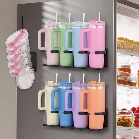 Magnetic Cup Holder Compatible with Stanley 40 and 30 oz Tumblers - Secure Base Design for Fridge, Cabinets and Multi-Surface Storage(White) in Saudi Arabia