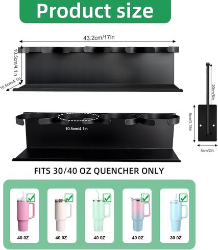 Magnetic Cup Holder Compatible with Stanley 40 and 30 oz Tumblers - Secure Base Design for Fridge, Cabinets and Multi-Surface Storage(White) in Saudi Arabia