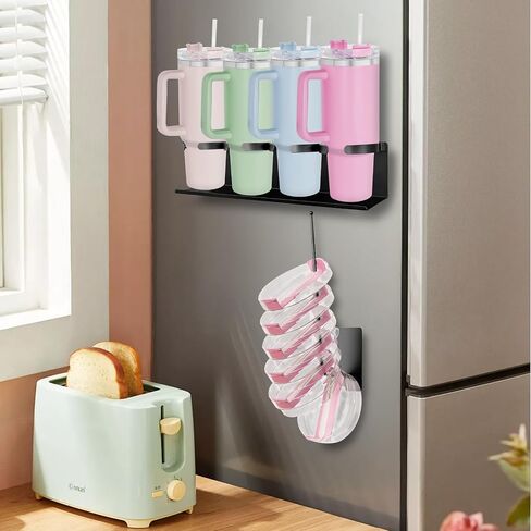 Magnetic Cup Holder Compatible with Stanley 40 and 30 oz Tumblers - Secure Base Design for Fridge, Cabinets and Multi-Surface Storage(White) in Saudi Arabia