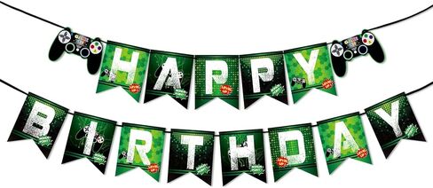 WERNNSAI Watercolor Video Game Birthday Banner - Gaming Birthday Party Decorations for Boys Kids Game Themed Party Supplies Pre-Assembled Bunting Garland Hanging Wall Decor in Saudi Arabia