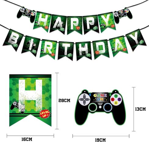 WERNNSAI Watercolor Video Game Birthday Banner - Gaming Birthday Party Decorations for Boys Kids Game Themed Party Supplies Pre-Assembled Bunting Garland Hanging Wall Decor in Saudi Arabia