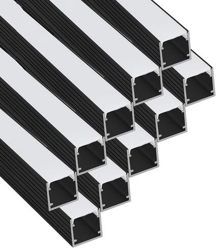 Besseto LED قناة الألومنيوم أسود 10pack 1m/3.3 قدم ، مربعة شريط LED الناشر الناشر من الألومنيوم الملف الشخصي الخارجي لغرفة المعيشة الدرج حمام غرفة نوم in Kuwait