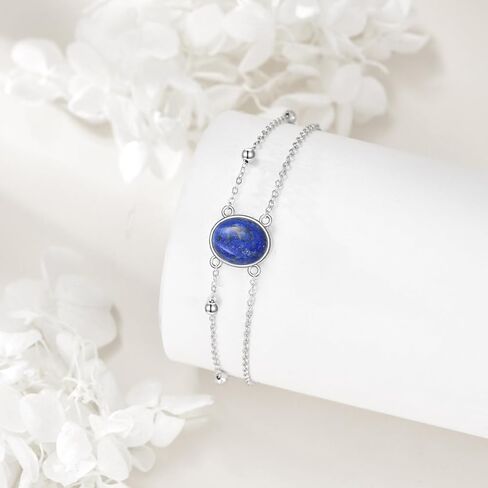 Crmad Larimar/Labradorite/Opal/Black Onyx/Lapis Lazuli Anklet للنساء الفضة الفضية البيضاوية/الدموع الهدية المجوهرات الشاطئية للنساء (Larimar) in Saudi Arabia