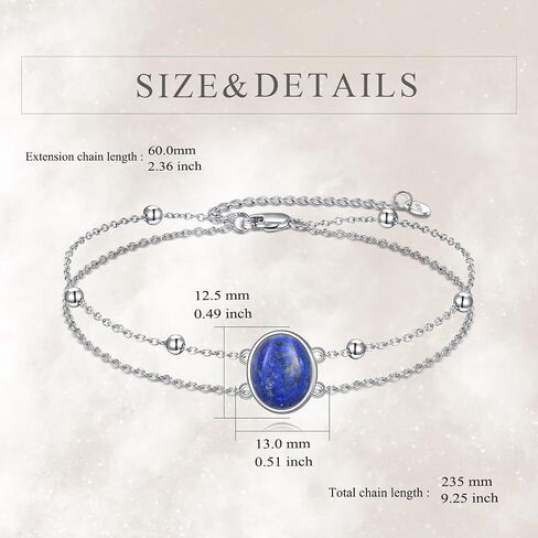 Crmad Larimar/Labradorite/Opal/Black Onyx/Lapis Lazuli Anklet للنساء الفضة الفضية البيضاوية/الدموع الهدية المجوهرات الشاطئية للنساء (Larimar) in Saudi Arabia