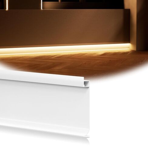 Muzata 5pack 6.6ft/2m قناة إضاءة اللوحات القاعدة LED مع غطاء أبيض حليبي من ألومنيوم أبيض Skirting Skirting Diffuser Channel U129 HW 2M in Saudi Arabia