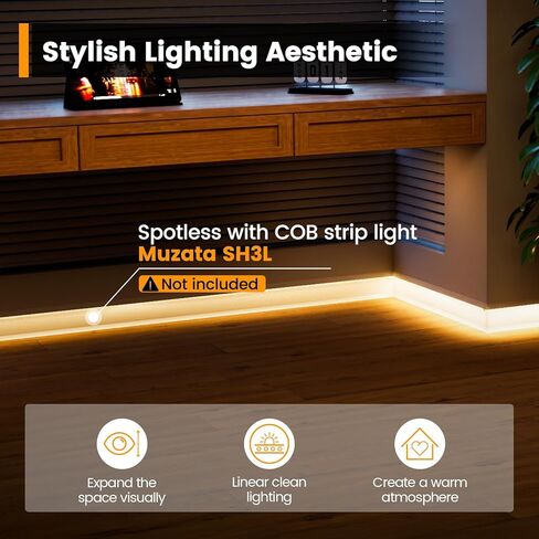 Muzata 5pack 6.6ft/2m قناة إضاءة اللوحات القاعدة LED مع غطاء أبيض حليبي من ألومنيوم أبيض Skirting Skirting Diffuser Channel U129 HW 2M in Saudi Arabia