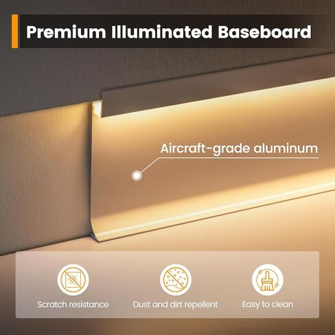 Muzata 5pack 6.6ft/2m قناة إضاءة اللوحات القاعدة LED مع غطاء أبيض حليبي من ألومنيوم أبيض Skirting Skirting Diffuser Channel U129 HW 2M in Saudi Arabia