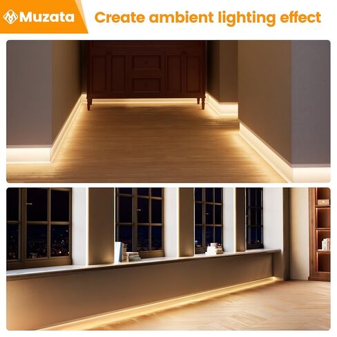 Muzata 5pack 6.6ft/2m قناة إضاءة اللوحات القاعدة LED مع غطاء أبيض حليبي من ألومنيوم أبيض Skirting Skirting Diffuser Channel U129 HW 2M in Saudi Arabia