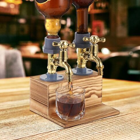 Vintage Wooden Liquor Dispenser, 2-Faucet Whiskey Drink Dispenser for Home Or Bar in Saudi Arabia