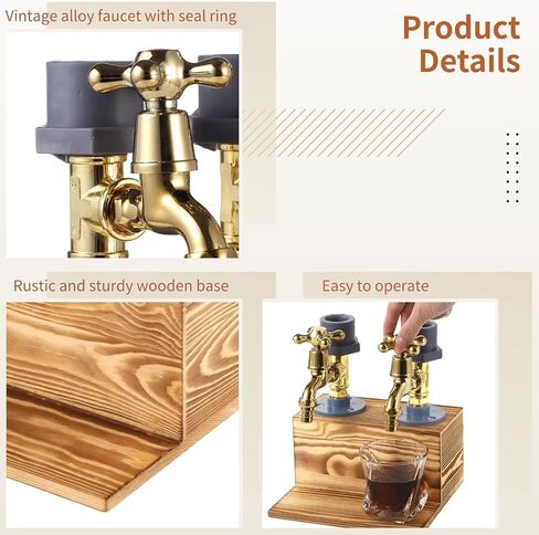 Vintage Wooden Liquor Dispenser, 2-Faucet Whiskey Drink Dispenser for Home Or Bar in Saudi Arabia