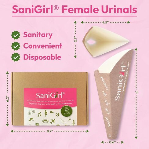Pee Funnel for Women, Disposable Female Urinal Stand to Pee, 20 CT | Patented leak-proof disposable recyclable design for travel & camping essentials airplane road trips cruise glamping outdoors in Kuwait