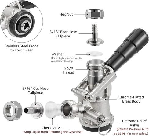 منزل تخمير المنزل المحترف Sankey Ceg Acplers ، D System/S System Brewing Keg Tap Coupler Beer Potenser Potterling Brewing Accessories (D Type Elbow) in Saudi Arabia