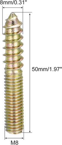 TOP-VIGOR 12Pcs M5x25mm Hanger Bolts, Double Headed Bolts Self Tapping Screw, Double Ended Dowel Screws, Screw Dowels Hanger, Threaded Lag Wood Screws and Machine Bolts for Wood Joint Furniture in Saudi Arabia