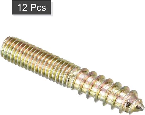 TOP-VIGOR 12Pcs M5x25mm Hanger Bolts, Double Headed Bolts Self Tapping Screw, Double Ended Dowel Screws, Screw Dowels Hanger, Threaded Lag Wood Screws and Machine Bolts for Wood Joint Furniture in Saudi Arabia