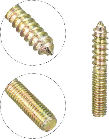 TOP-VIGOR 12Pcs M5x25mm Hanger Bolts, Double Headed Bolts Self Tapping Screw, Double Ended Dowel Screws, Screw Dowels Hanger, Threaded Lag Wood Screws and Machine Bolts for Wood Joint Furniture in Saudi Arabia