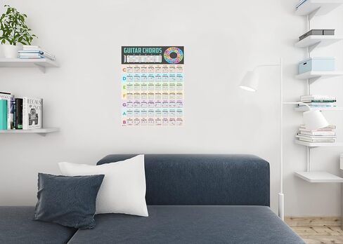 Guitar Chords Poster Guide Chart Acoustic Electric Music Teacher Student Beginner Tuning Scales Bar Chord Tool Cool Wall Art Print Poster 24x36 in Kuwait