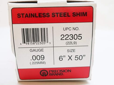 PRECISION BRAND 22305 Stainless Steel Shim 6IN X 50IN X 0.009IN Gauge in Saudi Arabia