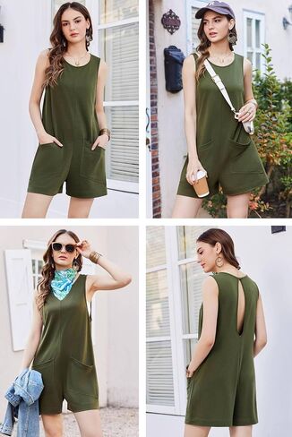 Ekouaer Womens Romper Summer Sleeveless Jumpsuit Casual Short Overalls with Pocket 2025 in Saudi Arabia