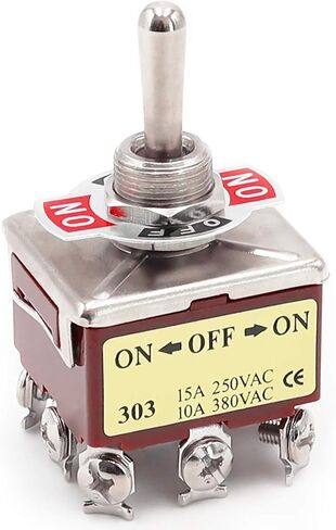 MXUTEUK ROCKER ROCKER STOGGLE STOGHT 3PDT 9 TERMINAL ON/OFF/ON 15A 250V 10A 380V التبديل مع غطاء المقبض المعدني مقاوم للماء عشرة-303 in Kuwait