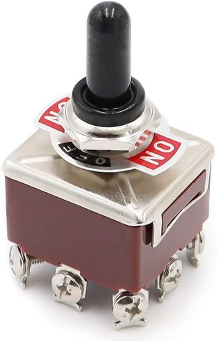 MXUTEUK ROCKER ROCKER STOGGLE STOGHT 3PDT 9 TERMINAL ON/OFF/ON 15A 250V 10A 380V التبديل مع غطاء المقبض المعدني مقاوم للماء عشرة-303 in Kuwait