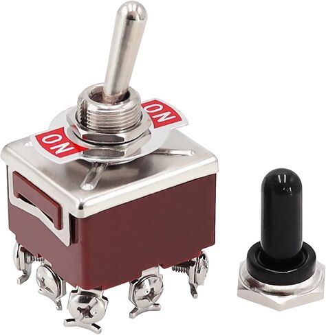 MXUTEUK ROCKER ROCKER STOGGLE STOGHT 3PDT 9 TERMINAL ON/OFF/ON 15A 250V 10A 380V التبديل مع غطاء المقبض المعدني مقاوم للماء عشرة-303 in Kuwait