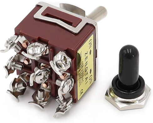 MXUTEUK ROCKER ROCKER STOGGLE STOGHT 3PDT 9 TERMINAL ON/OFF/ON 15A 250V 10A 380V التبديل مع غطاء المقبض المعدني مقاوم للماء عشرة-303 in Kuwait