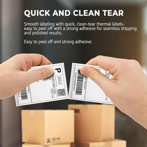 Rockin Rolls Thermal Shipping Labels (Total 2000) - 4 حزم من 500 Fanfold Direct 4x6 Thermal Labels. درجة تجارية سميكة ، مقاوم للماء ، ملصق بريدي للطبخ ، وملصقًا قويًا ، ومواد لاصقة قوية in Saudi Arabia