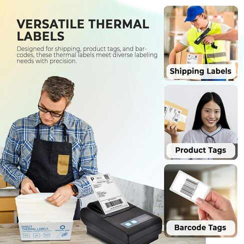 Rockin Rolls Thermal Shipping Labels (Total 2000) - 4 حزم من 500 Fanfold Direct 4x6 Thermal Labels. درجة تجارية سميكة ، مقاوم للماء ، ملصق بريدي للطبخ ، وملصقًا قويًا ، ومواد لاصقة قوية in Saudi Arabia