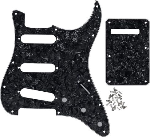 BexGears 11 Hole SSS Electric Guitar Pickguard Backplate with Screws for Guitar Parts (4Ply Black Pearl) in Kuwait