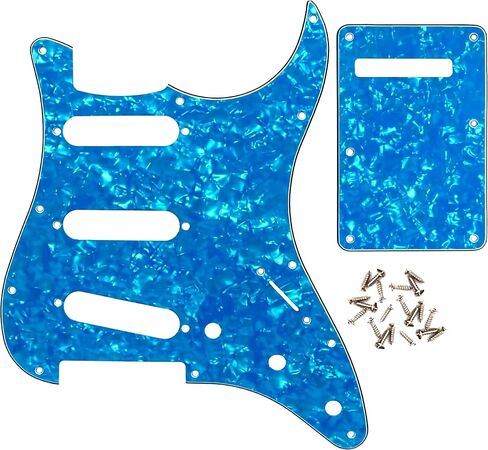 BexGears 11 Hole SSS Electric Guitar Pickguard Backplate with Screws for Guitar Parts (4Ply Black Pearl) in Kuwait