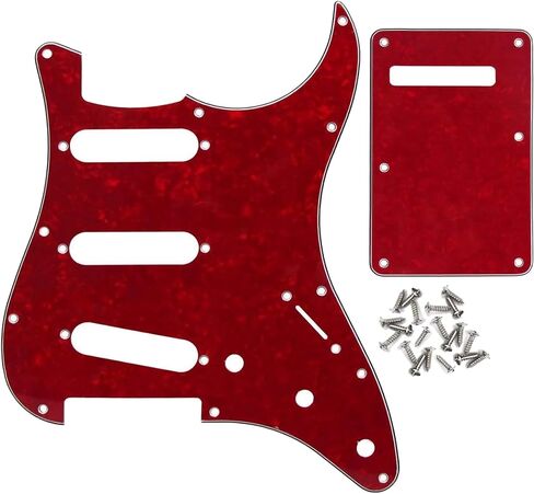BexGears 11 Hole SSS Electric Guitar Pickguard Backplate with Screws for Guitar Parts (4Ply Black Pearl) in Kuwait