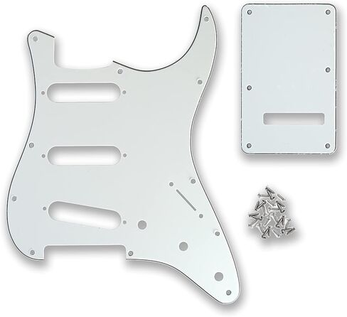 BexGears 11 Hole SSS Electric Guitar Pickguard Backplate with Screws for Guitar Parts (4Ply Black Pearl) in Kuwait