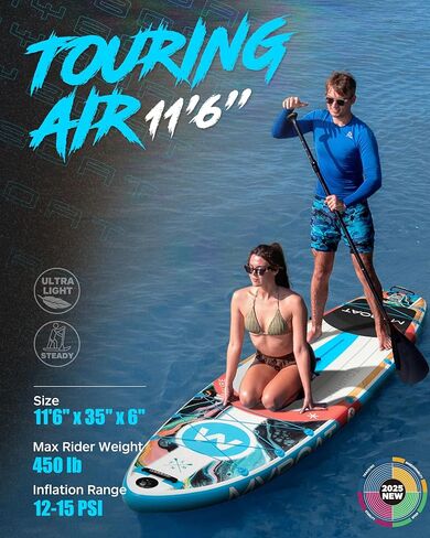 MyBoat 11'6 "x35" لوحة قابلة للنفخ ، سعة 450 رطلاً ، مستقرًا مميزًا لشخصين ، مبتدئين ، عائلة ، مع ملحقات SUP ، مضخة مزدوجة ، 3 زعنفة الإزالة ، حقيبة محمولة ، حقيبة جافة ، مقود أمان in Kuwait