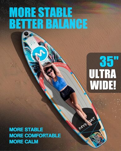 MyBoat 11'6 "x35" لوحة قابلة للنفخ ، سعة 450 رطلاً ، مستقرًا مميزًا لشخصين ، مبتدئين ، عائلة ، مع ملحقات SUP ، مضخة مزدوجة ، 3 زعنفة الإزالة ، حقيبة محمولة ، حقيبة جافة ، مقود أمان in Kuwait