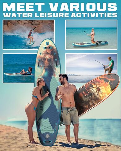 Inflatable Stand Up Paddle Boards - Extra Wide Fishing Paddleboard,Cool Design,Ultra Stable Standup SUP,15 D-Rings,5 Handles, Camera Mount,100L Backpack,10L Dry Bag, Youth/Adults in Saudi Arabia