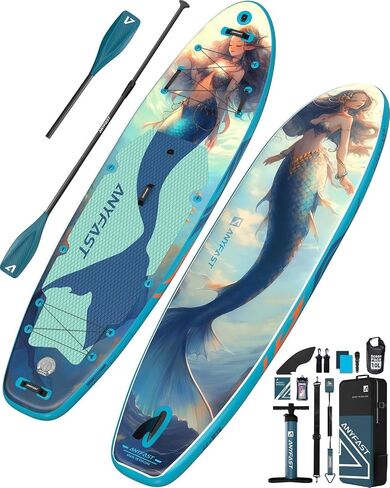 Inflatable Stand Up Paddle Boards - Extra Wide Fishing Paddleboard,Cool Design,Ultra Stable Standup SUP,15 D-Rings,5 Handles, Camera Mount,100L Backpack,10L Dry Bag, Youth/Adults in Saudi Arabia