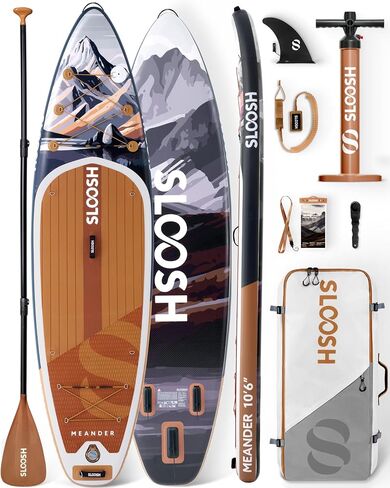 SLOOSH Inflatable Stand Up Paddle Board, 10'6" Inflatable Paddle Boards with Premium Accessories, Non-Slip EVA Deck, Ultra-Light Carry Bag Pump, Meander SUP for Youth & Adults in Kuwait