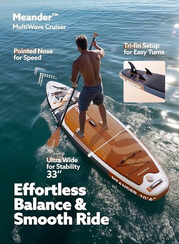 SLOOSH Inflatable Stand Up Paddle Board, 10'6" Inflatable Paddle Boards with Premium Accessories, Non-Slip EVA Deck, Ultra-Light Carry Bag Pump, Meander SUP for Youth & Adults in Kuwait