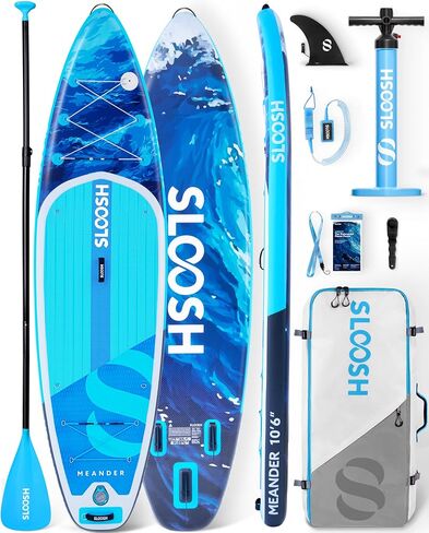 SLOOSH Inflatable Stand Up Paddle Board, 10'6" Inflatable Paddle Boards with Premium Accessories, Non-Slip EVA Deck, Ultra-Light Carry Bag Pump, Meander SUP for Youth & Adults in Kuwait