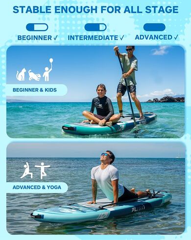 11'x34 ألواح مجداف واسعة فائقة ، سعة SUP و 420 رطل قابلة للنفخ لجميع المهارات ، لوحة مجداف الاحتياط للبالغين ، اليوغا/الصيد/الأسرة ، EVA Deck ، زعنفة الولايات المتحدة ، مضخة الضغط العالي ، حقيبة 100L ، مقود أمان in Saudi Arabia