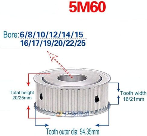 5M 15T Timing Pulley Without Step Synchronous Wheel 5mm Pitch 10mm Bore For 15mm Width Belt (Tooth Width:16mm,Bore:10mm, 5M 15T) in Saudi Arabia