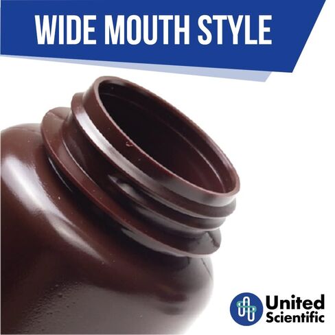 United Scientific® 33465PK2 - حاويات عينة مع أغطية - زجاجة كاشف عريضة من الفم العنبر HDPE - زجاجات بلاستيكية متعددة الأغراض 16 أوقية (500 مل) مع أغطية ، حزمة من 2 in Kuwait