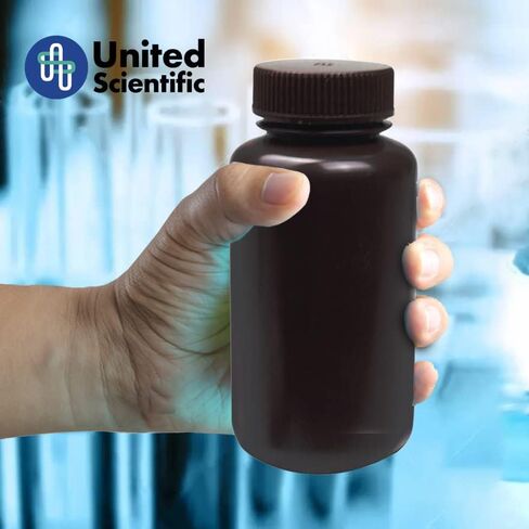 United Scientific® 33465PK2 - حاويات عينة مع أغطية - زجاجة كاشف عريضة من الفم العنبر HDPE - زجاجات بلاستيكية متعددة الأغراض 16 أوقية (500 مل) مع أغطية ، حزمة من 2 in Kuwait
