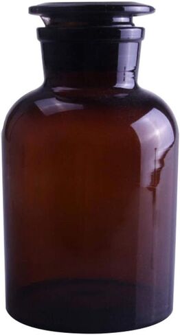 500ml Lab Amber Glass Reagent Bottle,Wide Mouth,Brown Flask With Ground Stopper in Saudi Arabia