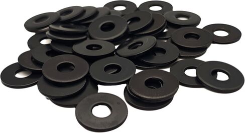 50 PCS 1/4" Washers Flat, 7/10" OD, Black Electroplated Flat Washers Made of Stainless Steel 18-8(304), Flat Washer for Decorating Parts in Kuwait