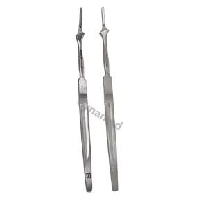 2 Pack - Scalpel Handle #7 Straight + #7 Bent - Slim Handle - for Use with Blades #10, #11, #12 or #15 - German Stainless Steel in Kuwait