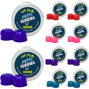 Earvolution Original Putty Buddies Ear Plugs for Swimming - Invented by an Ear Physician - Moldable Premium Silicone Ear Plugs - One Size - Waterproof - Made in the USA - 10 pack - Purple/Teal/Magenta in Saudi Arabia