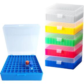 100 صناديق البولي بروبيلين المبردة ، غطاء المقفل المفاجئ ، 5 ألوان ، يناسب قوارير أنابيب microcentrifuge 1.5-2.0 (حزمة 6) in Kuwait